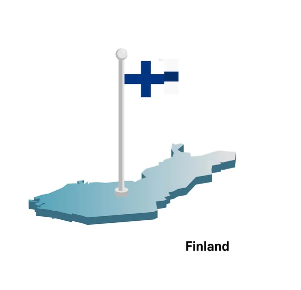 Finlandia mapa vectorial 3d con bandera nacional — Vector de stock