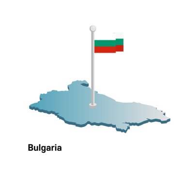 Bulgaristan bayrağı vektör çizim ile 3d harita.