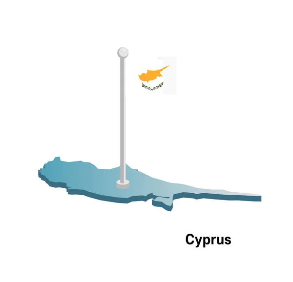 Kıbrıs bayrağı vektör çizim ile 3d harita. — Stok Vektör