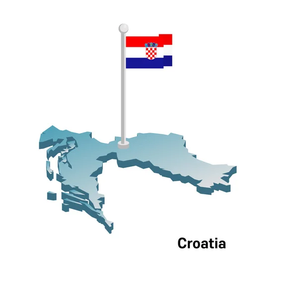 Croatia  3d map with flag vector illustration. — Stock Vector