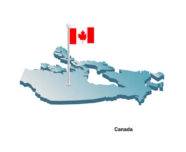 Canadá mapa 3d con ilustración de vector de bandera . — Vector de stock