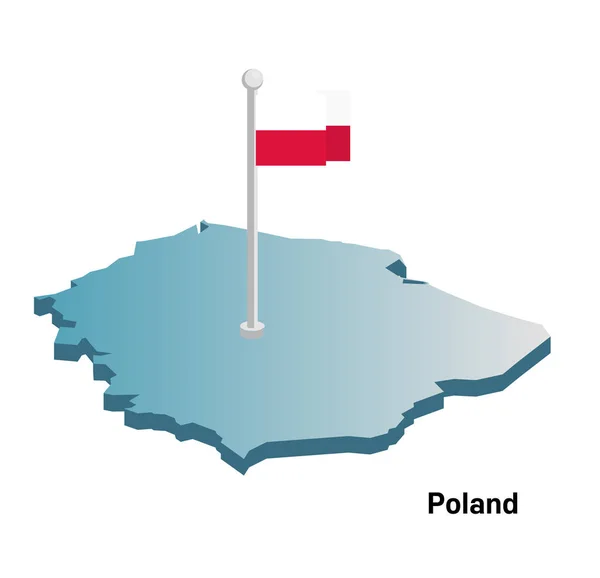 Poland vector map with flag — Stock Vector