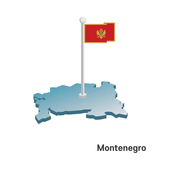 Montenegro karta med flagga — Stock vektor