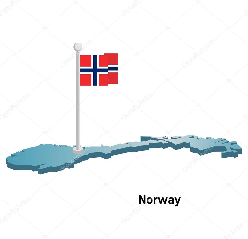Norway map with flag 