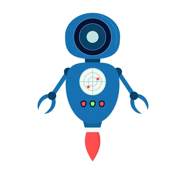 Blue flying robot vector illustration — Stock Vector