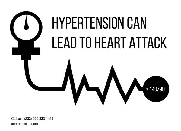 A hipertensão pode levar ao design de cartaz de ataque cardíaco —  Vetores de Stock