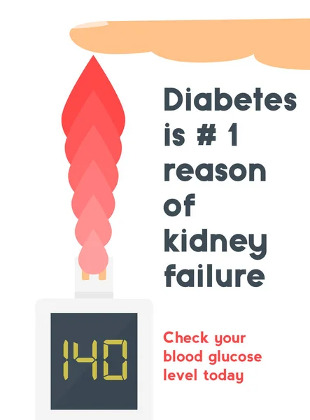 Diabetes is #1 reason of kidney disease poster. — Stock Vector