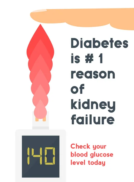 Diabetes ist Grund Nr. 1 für Nierenerkrankungen. — Stockvektor