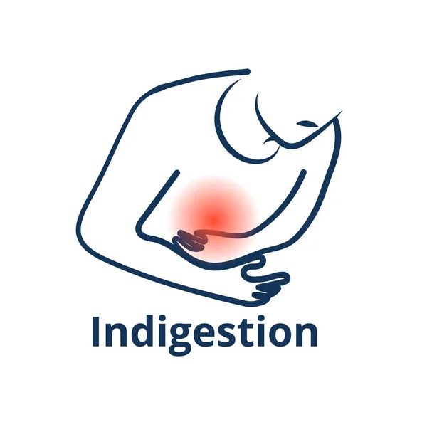 Icône d'ingestion. Naseua et douleurs abdominales illustration conceptuelle — Image vectorielle