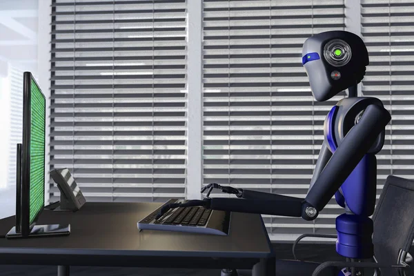 Robots en una gran oficina — Foto de Stock