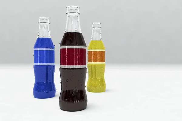 Cola és limonádé palackok — Stock Fotó