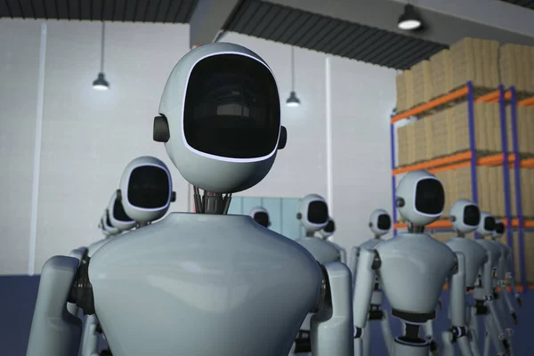 Robots en un gran almacén — Foto de Stock