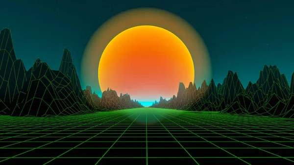 Zonsondergang in de digitale wereld — Stockfoto