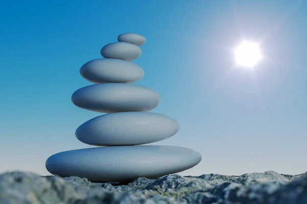 Zen meditation background,balanced stones stack (3d rendering) — Stock Image Zen meditation background,balanced stones stack (3d rendering) Stock Image