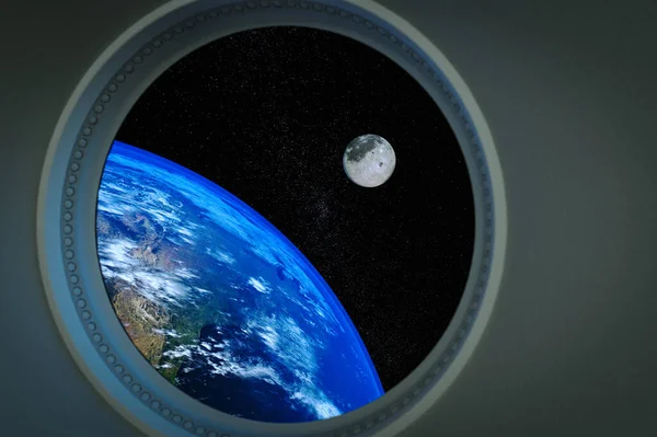 太空旅游 从宇宙飞船上观看 3D渲染 — 图库照片