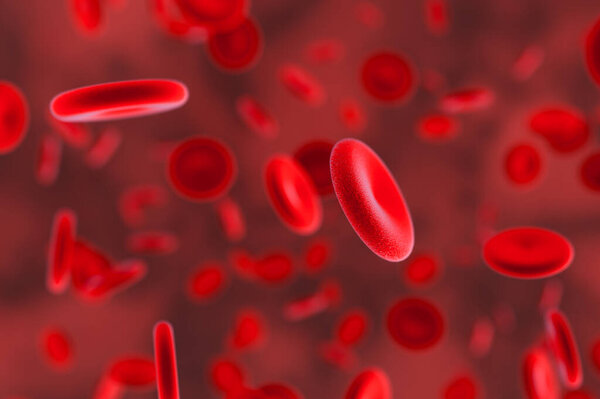A close-up of human blood cells (3d rendering)