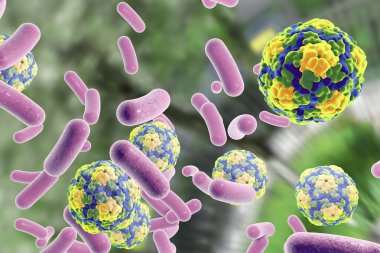 Bakteri ve virüsleri illüstrasyon