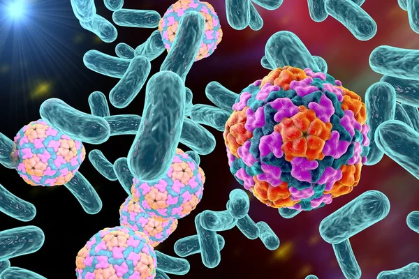 Illustrazione di batteri e virus — Foto Stock