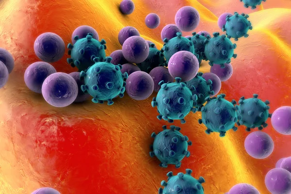 Bakteri ve virüsleri illüstrasyon — Stok fotoğraf