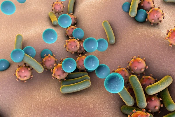 Bacteriën en virussen illustratie — Stockfoto