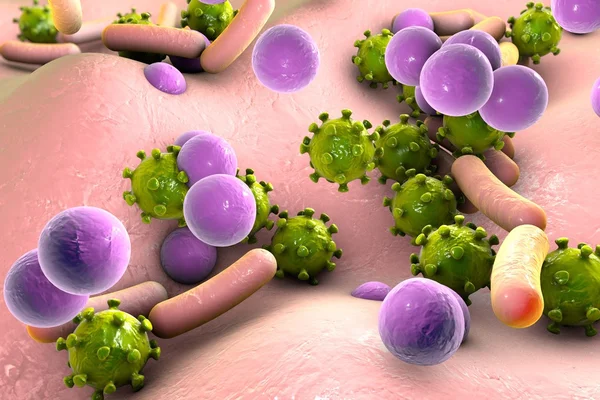 Ilustracja bakterie i wirusy — Zdjęcie stockowe