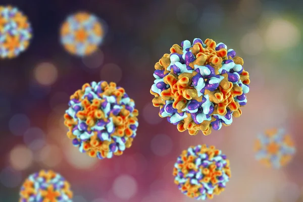 Віруси гепатиту B на барвистому фоні — стокове фото