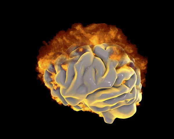 Cérebro em fogo, imagem conceitual para burnout psicológico — Fotografia de Stock