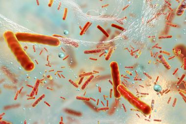 Multidrug resistant bacteria inside a biofilm clipart