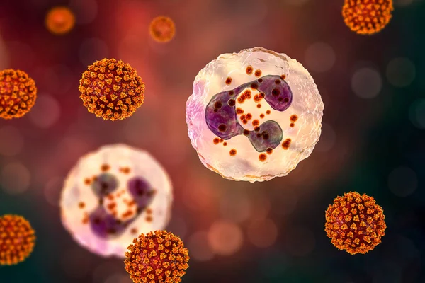 Sars Cov Virüsleri Nötrofili Etkinleştiriyor Kavramsal Boyutlu Illüstrasyon Covid Daki — Stok fotoğraf