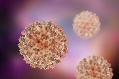 SARS-CoV-2, COVID-19 'a neden olan koronavirüs, 3 boyutlu illüstrasyon virüsün yüzey artışlarını gösteriyor.
