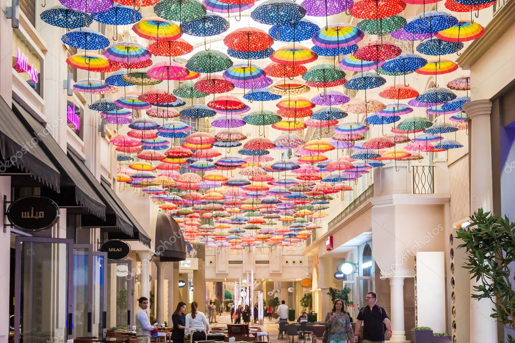 Colorful umbrellas on the ceiling Stock Editorial Photo © EurekA_89