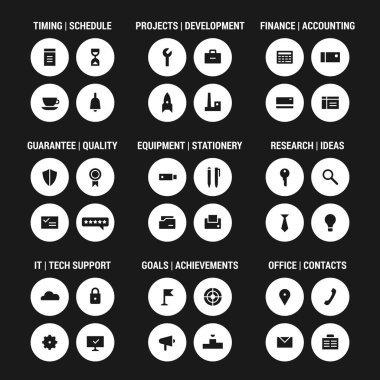Simgeler kurumsal alanını ayarlar. Beyaz üzerine siyah.
