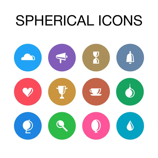 Küresel Icons set. Beyaz ve renkli. Daireler. — Stok Vektör