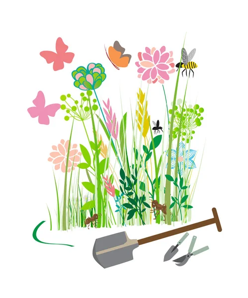 Conjunto de iconos de jardinería, aislado sobre fondo blanco. Ilustración vectorial — Vector de stock