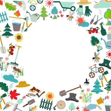 Simge seti, beyaz arka plan üzerinde izole Bahçe. Vektör çizim