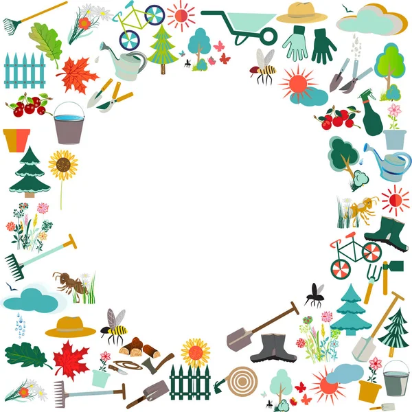 Gardening icon set, isolated on white background. Vector illustration — Stock Vector