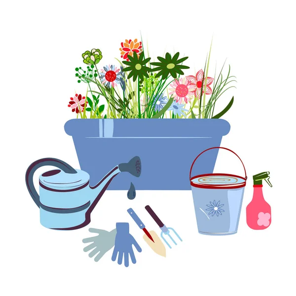 Conjunto de iconos de jardinería, aislado sobre fondo blanco. Ilustración vectorial — Archivo Imágenes Vectoriales