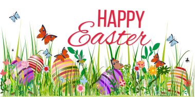 Mutlu Paskalya tebrik kartı vektör çizim olduğunu.