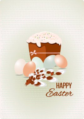 Mutlu Paskalya tebrik kartı vektör çizim olduğunu.