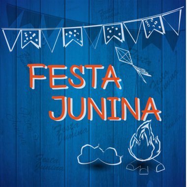Festa Junina Brezilya konu Festivali. Folklor tatil. Bir vektör çizim olduğunu.