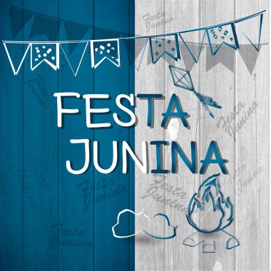 Festa Junina Brezilya konu Festivali. Folklor tatil. Bir vektör çizim olduğunu.