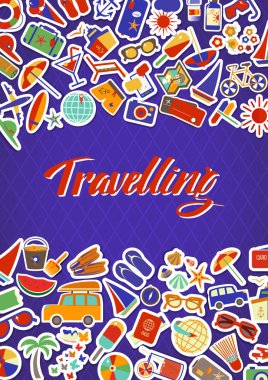 Mutlu tatil düz arka plan. Düz tasarım stili modern vektör çizim Icons set