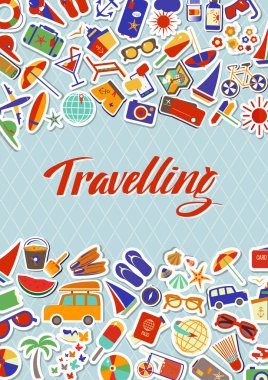 Mutlu tatil düz arka plan. Düz tasarım stili modern vektör çizim Icons set