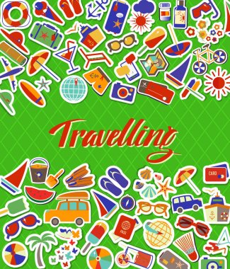 Mutlu tatil düz arka plan. Düz tasarım stili modern vektör çizim Icons set