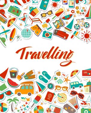 Mutlu tatil düz arka plan. Düz tasarım stili modern vektör çizim Icons set