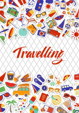 Mutlu tatil düz arka plan. Düz tasarım stili modern vektör çizim Icons set