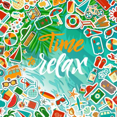 Mutlu tatil düz arka plan. Düz tasarım stili modern vektör çizim Icons set