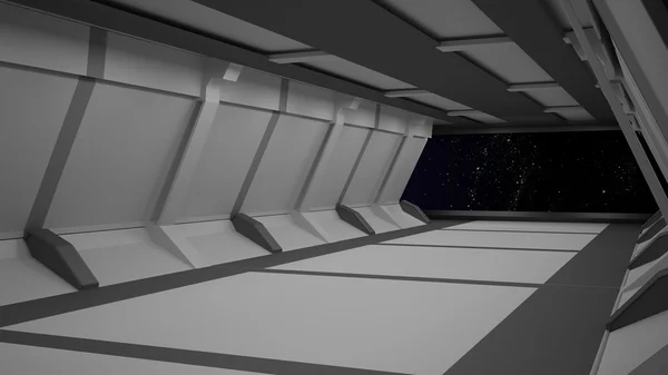 Diseño interior del corredor Sci-Fi.Representación 3D — Foto de Stock