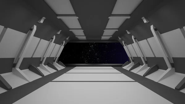 Sci-Fi διάδρομος εσωτερικό design.3d απόδοσης — Φωτογραφία Αρχείου