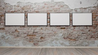 Boş resim çerçeveleri 3d render ile iç